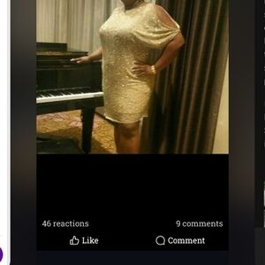 Aidan Mattox Gold Sequin Cold-Shoulder Cocktail Dress